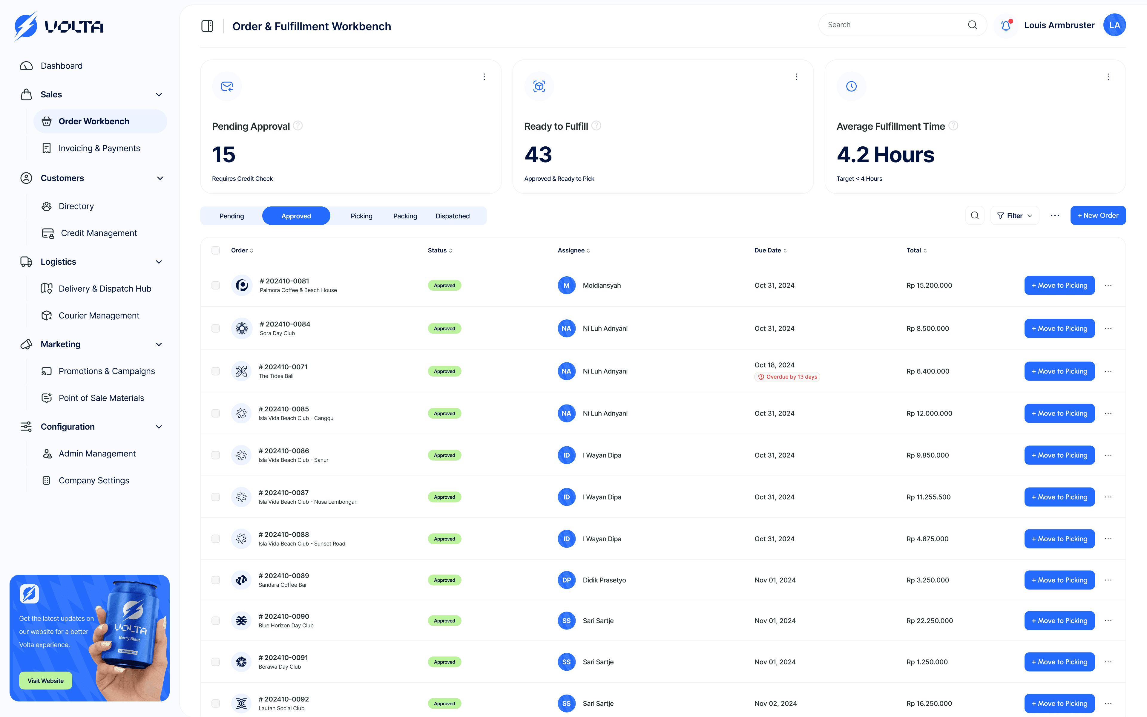 Volta - Order & Fulfillment Workbench